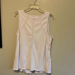 Athleta Foothill Seamless High Neck Split Back Tank Top in White, Sz.L